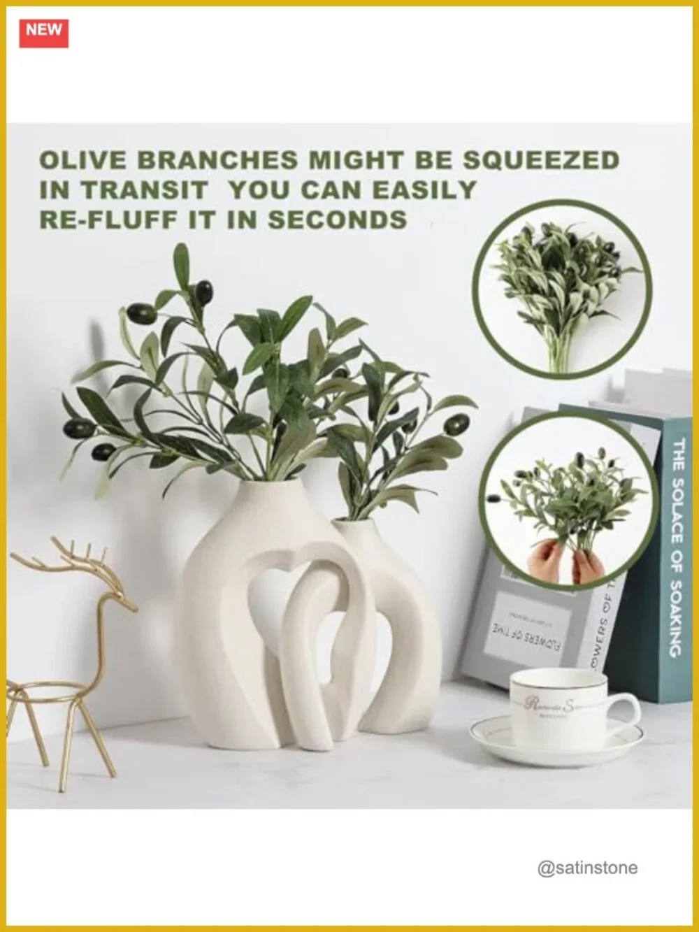 Artificial Olive Branch Stems Faux Greenery for Vases Home Decor